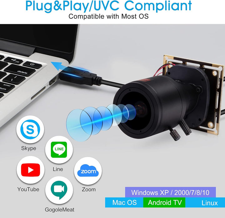 G 2.8-12mm USB Kameramodul 1.3mp 0.01lux Webcam modul HD geringe Beleuchtung Webkamera,960P 3.6mm Ob