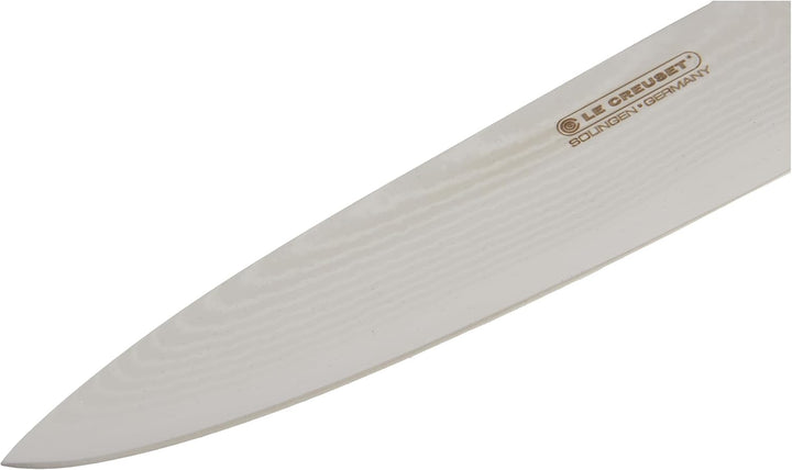 Le Creuset Kochmesser, 15 cm 18/8 Damaststahlklinge mit glattem Schliff, Olivenholzgriff, Rostfrei,