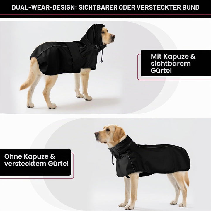 Hunde-Regenmantel – wasserdicht und reflektierend, verstellbare Passform mit Loch für die Leine und