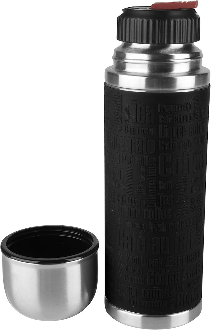 Emsa Senator Sleeve | Schwarz | 0,5 L Thermo-/Isolierflaschen | Edelstahl, 8 x 8 x 24 cm | Hält 4h h