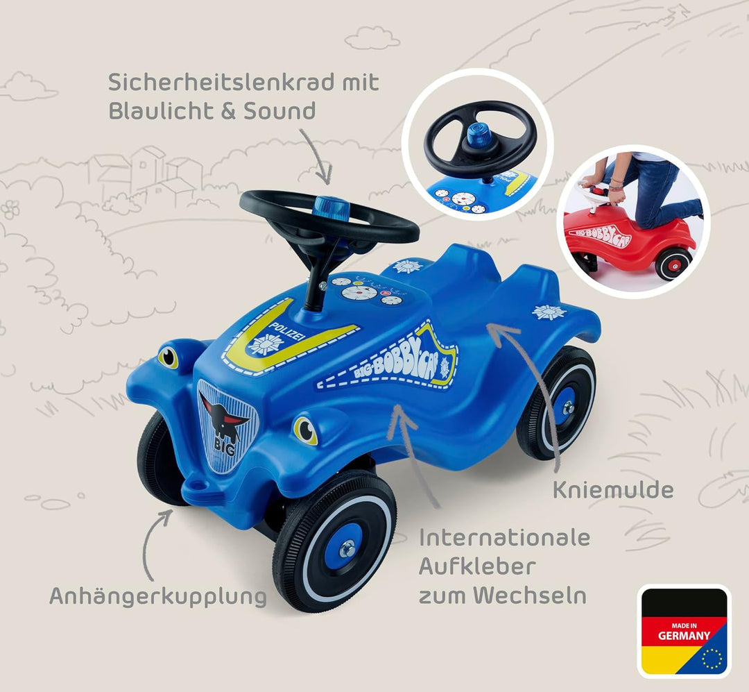 BIG-Bobby-Car Classic Police - Kinderfahrzeug mit Aufklebern im Polizei Design für Jungen und Mädche