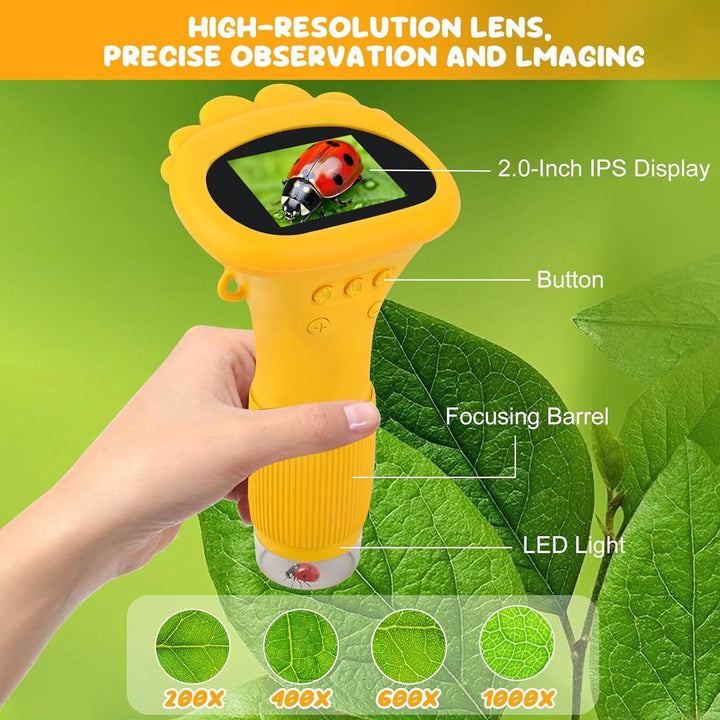 Handheld Mikroskop für Kinder, 1000x Zoom Mini-Mikroskopkamera für Kinder, digitalermikroskop 2,0" I