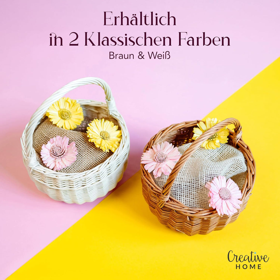 Creative Home Kleiner Weidenkorb mit Henkel | Klein 22 x 22 x 26 cm (+/- 2 cm) | Handgeflochtener, G