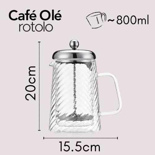 Café Olé Rotolo 6 Tassen Cafetière, doppelwandig isoliert, Glas und Edelstahl 5 Tassen Cafetière, 5