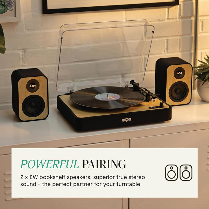 Marley House of Uplift Regallautsprecher – Bluetooth Lautsprecher Stereo Paar mit AUX- und RCA-Kabel