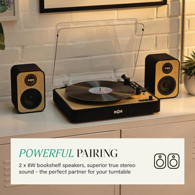 Marley House of Uplift Regallautsprecher – Bluetooth Lautsprecher Stereo Paar mit AUX- und RCA-Kabel