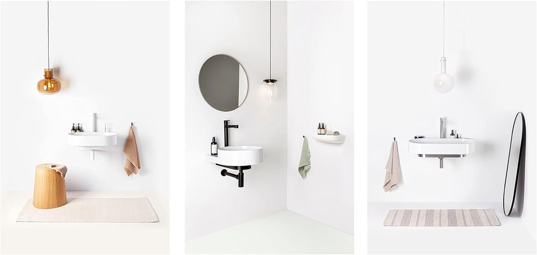 Waschbecken-Set mit Original-Einbauregal und Edelstahl/chrom Zubehör, Waschbecken zur Wandmontage mi