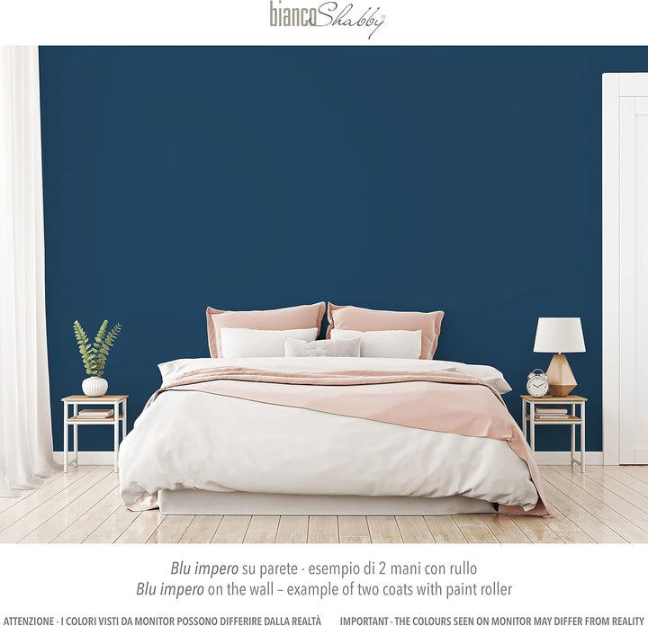 bianco Shabby® Blu Impero Kreidefarbe Wasserbasis für Alle Oberflächen einfach zu verarbeiten ohne s