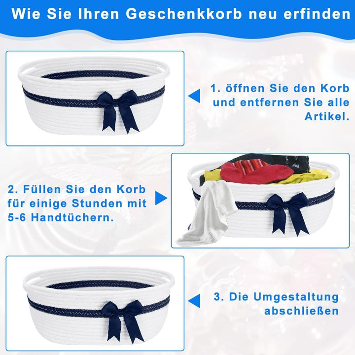 Abnaok Aufbewahrungskorb, Geschenkkorb Leer, Baumwolle Organizer Korb für Handtücher, Snacks, Hundes