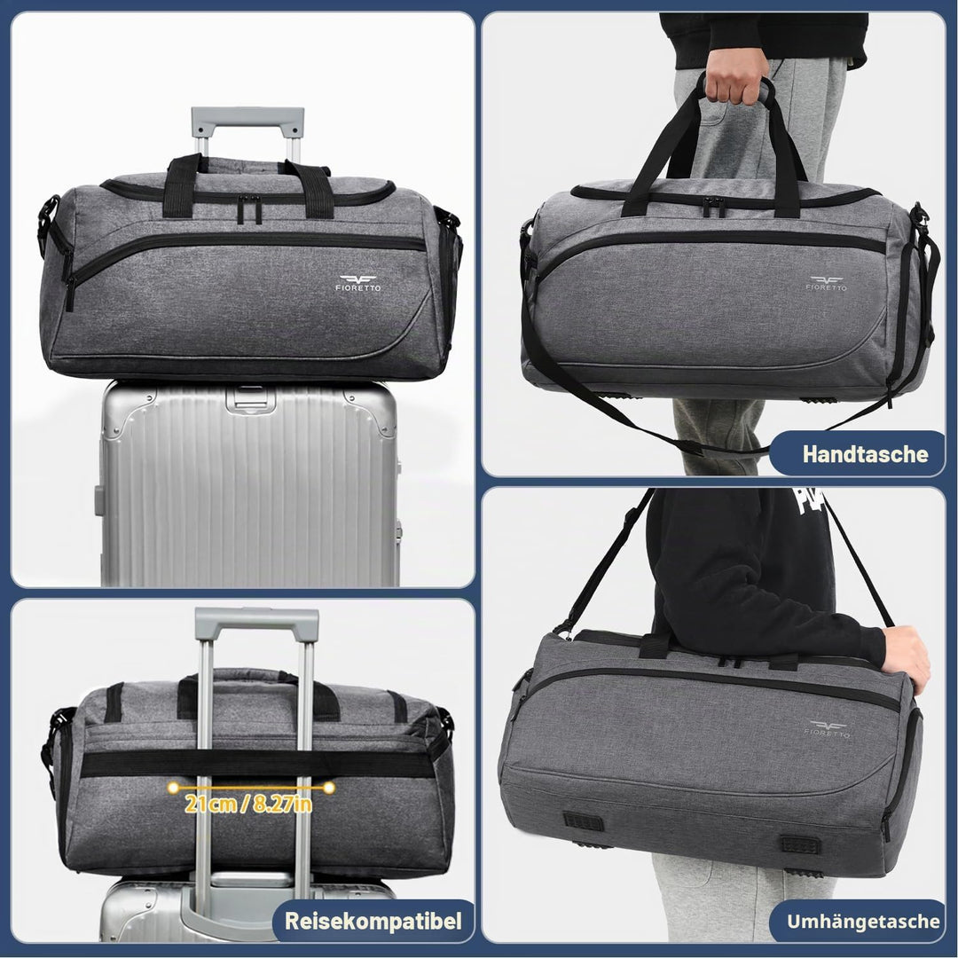 FIORETTO Sporttasche &amp; Reisetasche für Damen und Herren, mit Schuhfach &amp; Nassfach, Wasserdicht Tasch