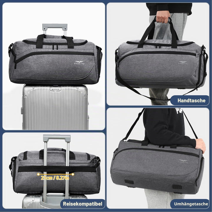 FIORETTO Sporttasche &amp; Reisetasche für Damen und Herren, mit Schuhfach &amp; Nassfach, Wasserdicht Tasch