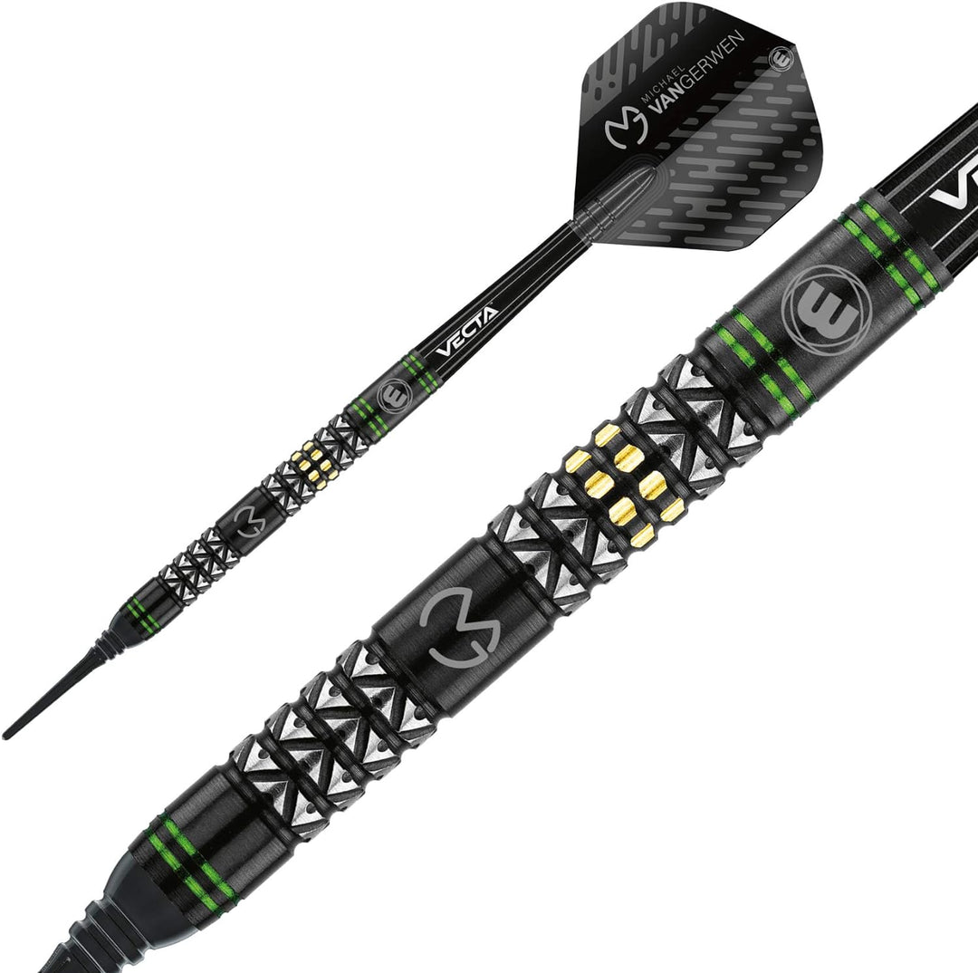 WINMAU Michael Van Gerwen MvG Vantage Tungsten Softip Darts Set 18 Gram with Prism Flights and Vecta