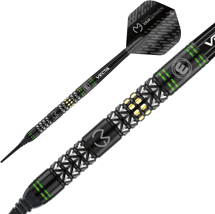 WINMAU Michael Van Gerwen MvG Vantage Tungsten Softip Darts Set 18 Gram with Prism Flights and Vecta