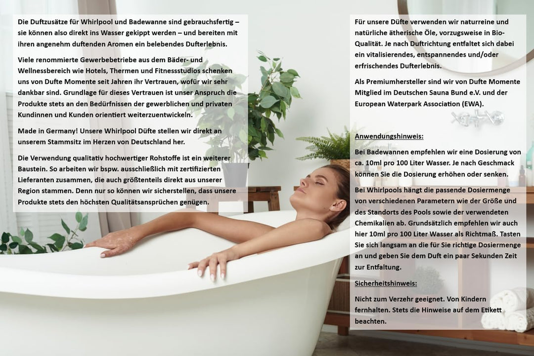 Dufte Momente | Whirlpool Duft 500ml | Jasmin | mit naturreinen und natürlichen ätherischen Ölen | k