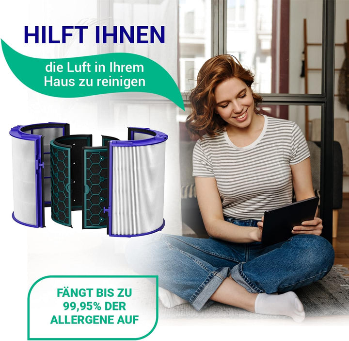 VIOKS 2x Filter 360° Ersatz für Dysоn Filter Hot and Cool 969048-02 - Luftreiniger Hepa Filter + Inn