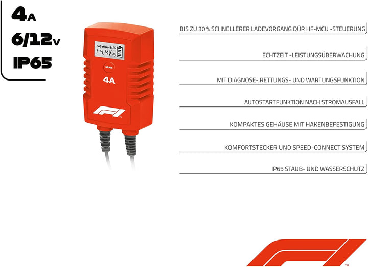 Formula 1 Mikroprozessor Batterie Ladegerät 4 Ampere für 6/12 V, 7-stufig, Power-Supply, Auto Erhalt