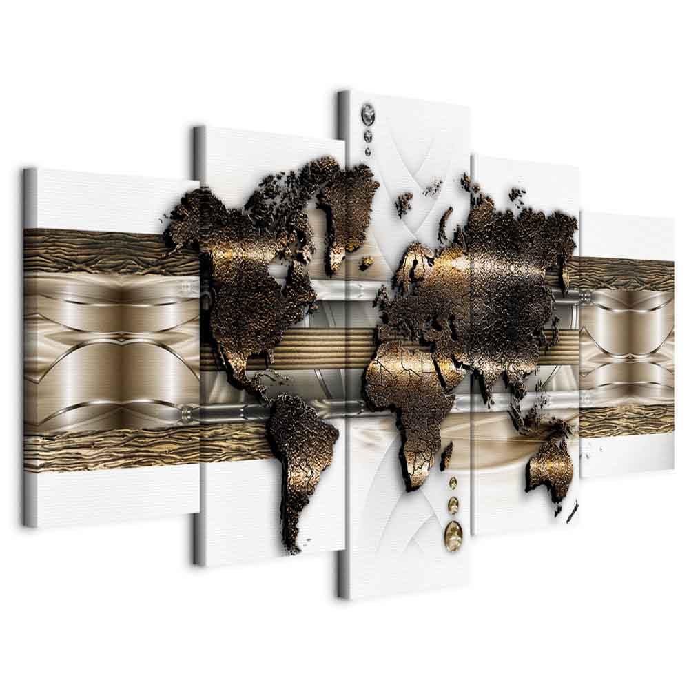 murando - Bilder Weltkarte 100x50 cm Vlies Leinwandbild 5 tlg Kunstdruck modern Wandbilder XXL Wandd