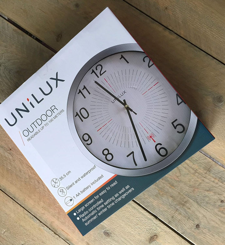 Unilux Funk-Wanduhr, 35,5cm, silbergrau