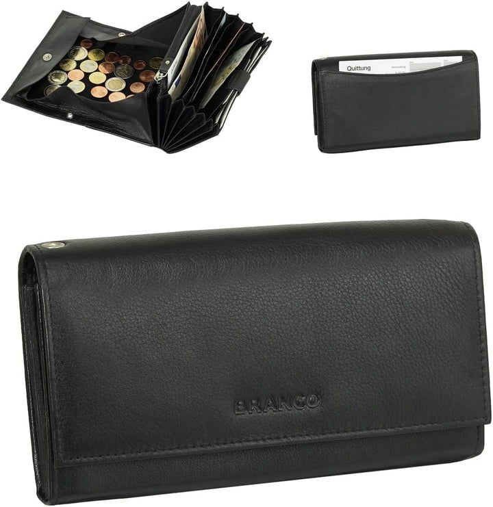 Preiswerte Kellnerbörse Taxibörse Kellnergeldbörse Servicegeldbörse schwarz Rindleder mit 2-Fach Dru