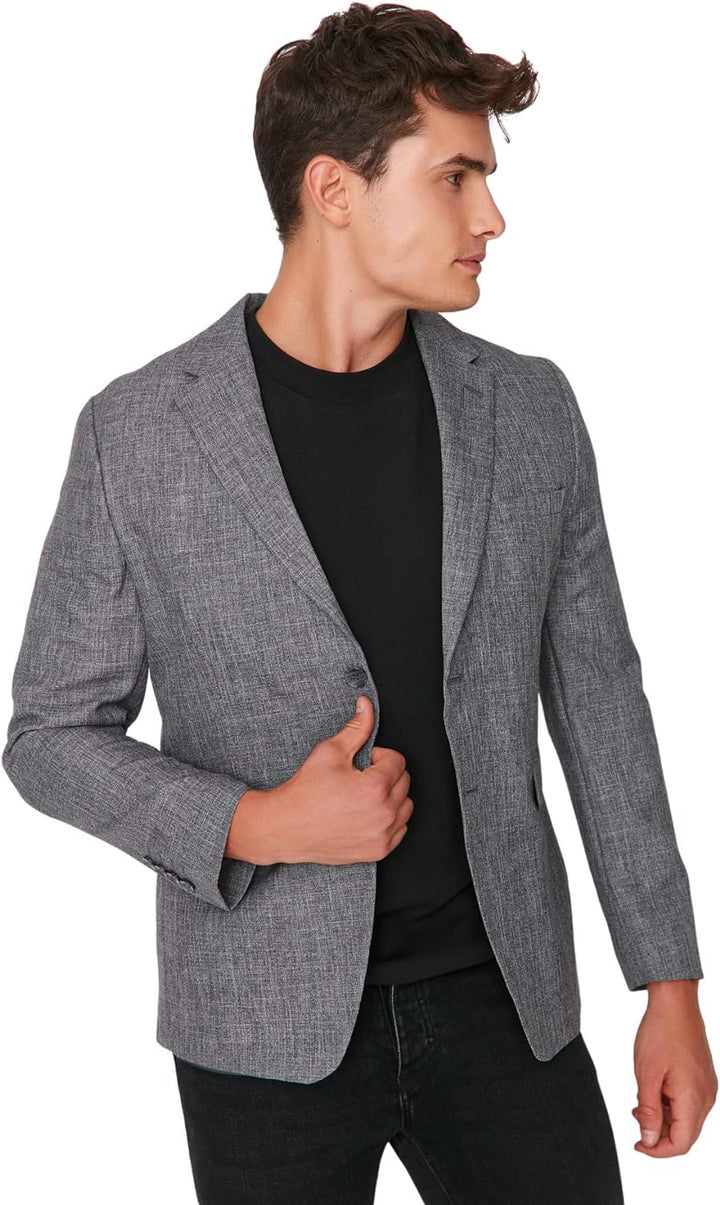 Trendyol Men's Herren Slim Zweireihig Plain Webstoff Jacke Coat, Anthracite, 48