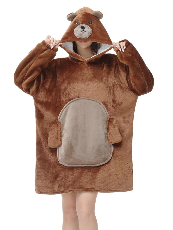 LATH.PIN Tragbare Decke Hoodie Übergrosse – Tierformen Tragbare Decken mit Armärmeln mit Kapuze Pull