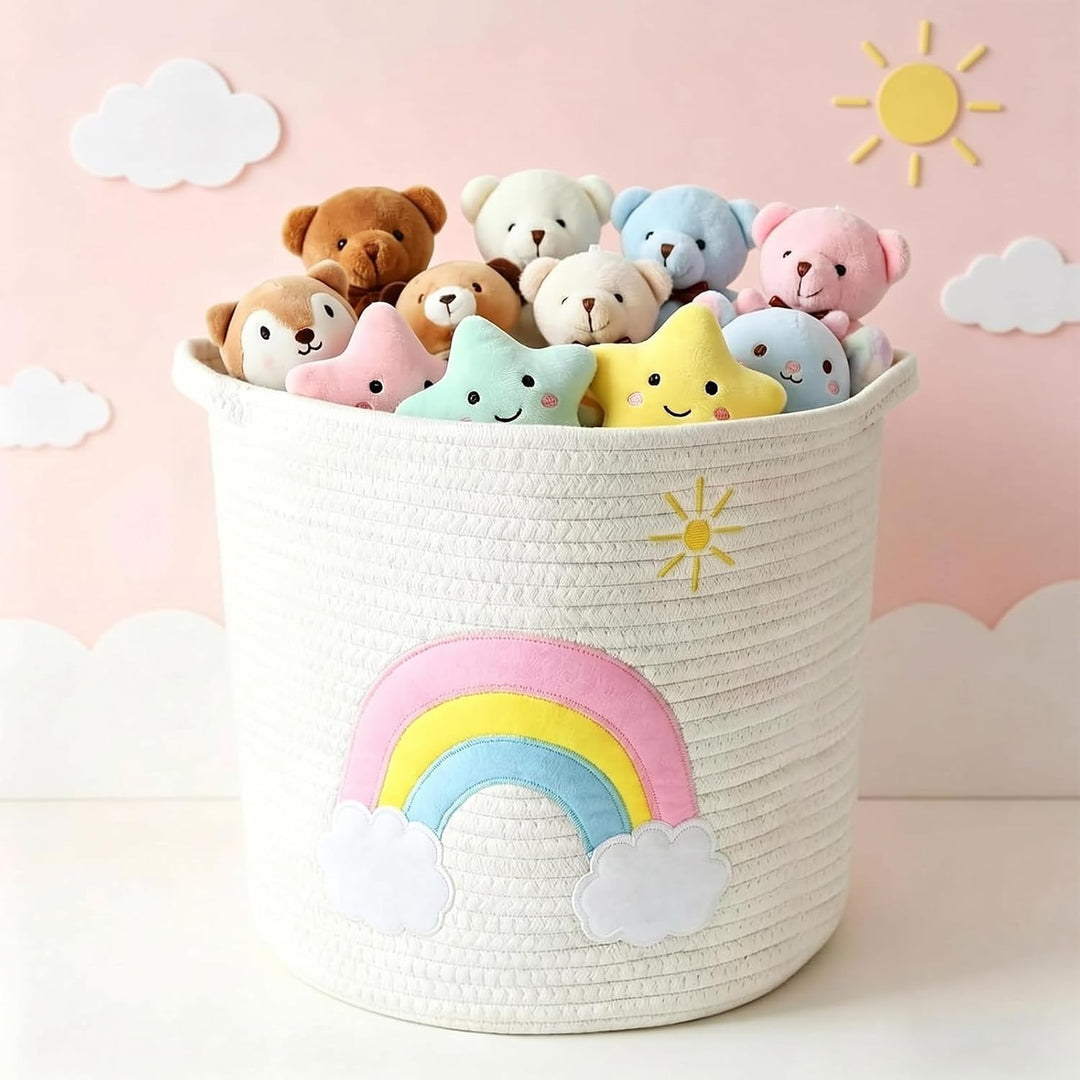 Aufbewahrungskorb Kinderzimmer Wickeltisch Organizer für Babys Kinder Spielzeug Korb, Regenbogenmust