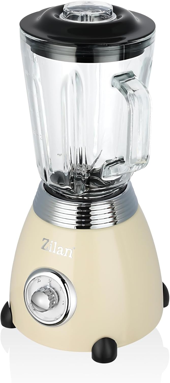 Standmixer Retro mit 1,5L Glasbehälter Zerkleinerer Smoothie Maker Mixer Edelstahlklinge 2 Geschwind