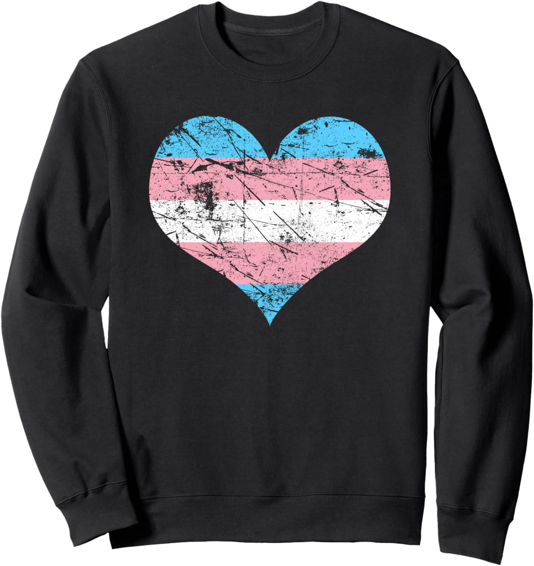 Transgender Pride Heart Flag Support Trans Vintage Sweatshirt