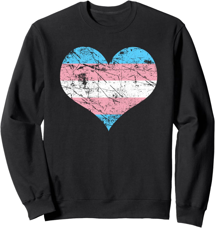 Transgender Pride Heart Flag Support Trans Vintage Sweatshirt