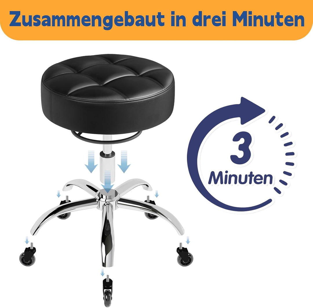 Rollhocker，Hocker höhenverstellbar mit ringheber，Dicker Schaumstoff für weichen Komfort，Stuhl mit ro