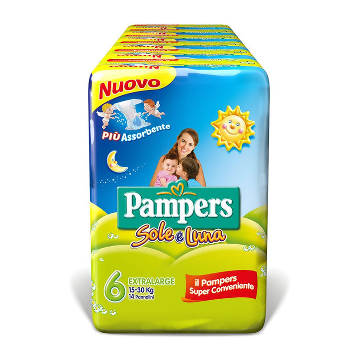 P.pampers sole/luna extralarge (1000047097) Taglia 6 (Confezione da 78) 15-30 kg, Taglia 6 (Confezio