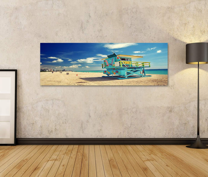 islandburner Bild auf Leinwand Südstrand In Miami Florida Bilder Wandbilder Poster Leinwand 120x40cm