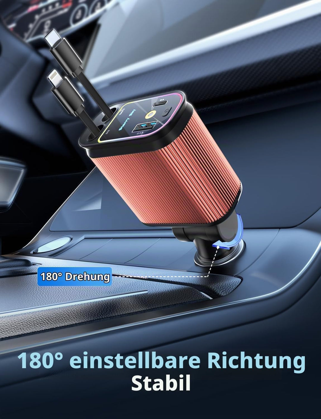 4 in 1 Zigarettenanzünder USB C 69W Auto Ladegerät Adapter, Einziehbares Sternenhimmel Auto Zubehör,