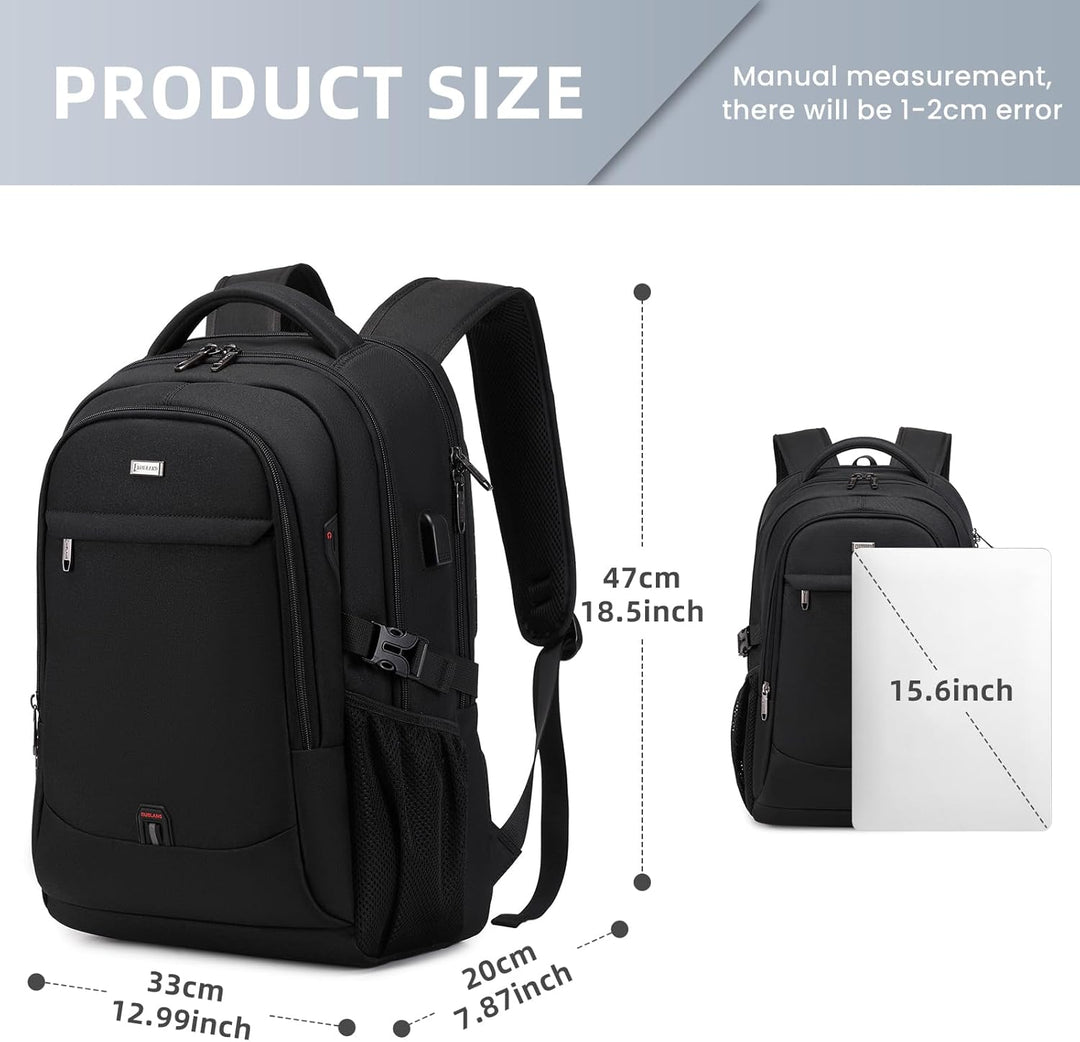 VINBAGGE Rucksack Herren Wasserdicht 15.6 Zoll Laptop Rucksack Anti Diebstahl mit USB-Anschluss Schu