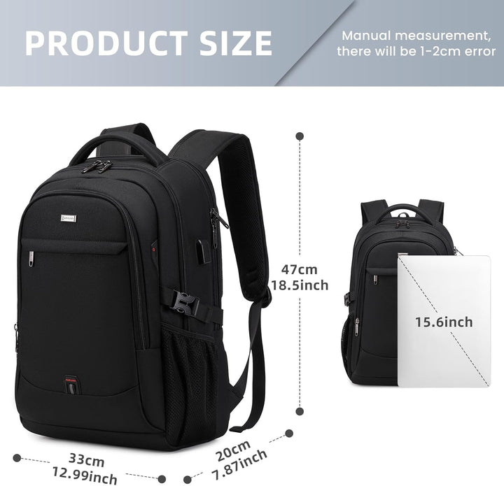 VINBAGGE Rucksack Herren Wasserdicht 15.6 Zoll Laptop Rucksack Anti Diebstahl mit USB-Anschluss Schu