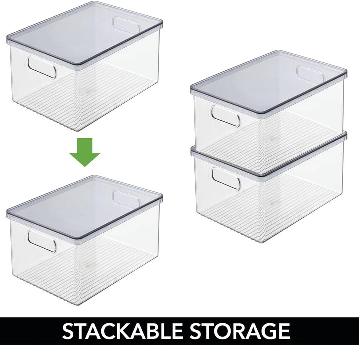 mDesign 4er-Set Bad Organizer – praktische Kosmetikaufbewahrung mit abnehmbaren Deckel – stapelbare