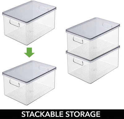 mDesign 4er-Set Bad Organizer – praktische Kosmetikaufbewahrung mit abnehmbaren Deckel – stapelbare