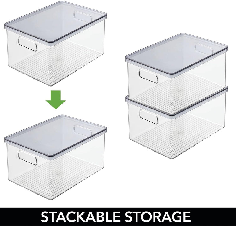 mDesign 4er-Set Bad Organizer – praktische Kosmetikaufbewahrung mit abnehmbaren Deckel – stapelbare