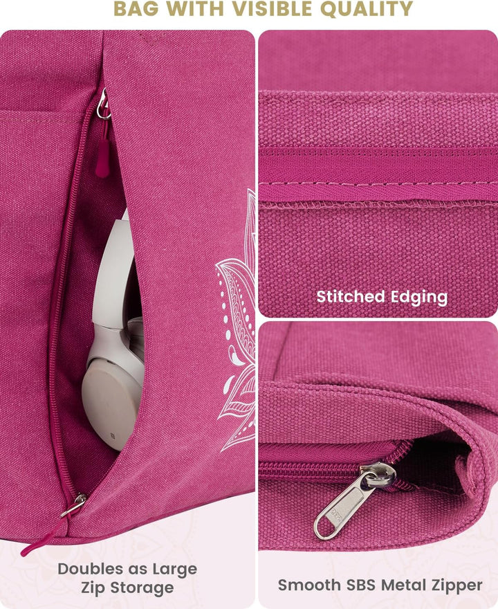 Gonex Yogatasche, Grosse Pilates Tragetasche mit Mehreren Taschen für Damen Herren, Robuste Canvas T