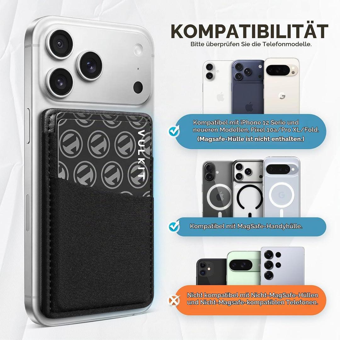 VULKIT Magsafe Wallet Kompatibel mit iPhone 15/14/13/12er Serie, Dehnbarer Lycra-RFID-Kartenhalter m