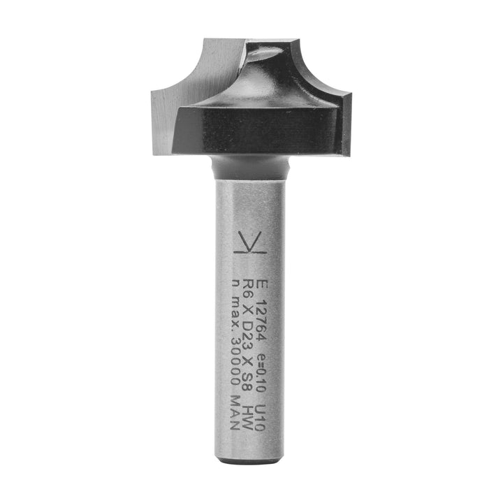 ENT 12764 Viertelstabfräser HW, Schaft (S) 8 mm, Durchmesser (D) 23 mm, NL 13 mm, R 6 mm, SL 32 mm R