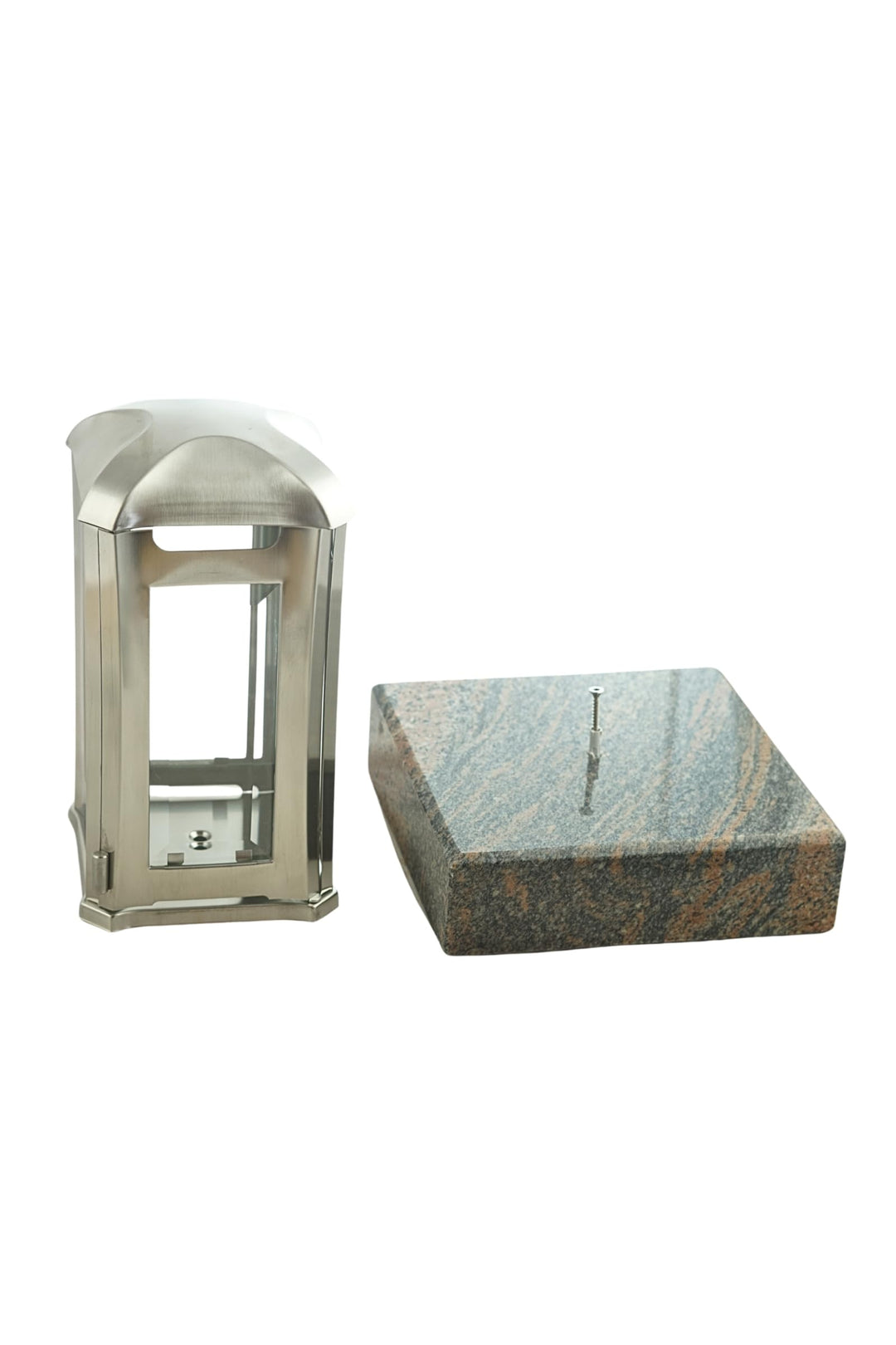 designgrab AEL5AGB1Gnei Grablampe Venezia aus Edelstahl, Silber, 13 x 13 x 24 cm