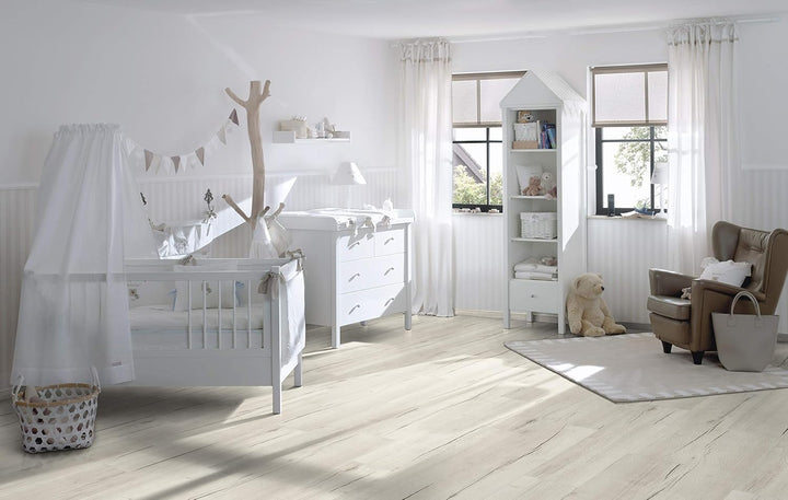 EGGER Creston Eiche Weiss Home Laminatboden EHL105 (8mm, 2,542m²) | authentische Holzoptik | | Einfa