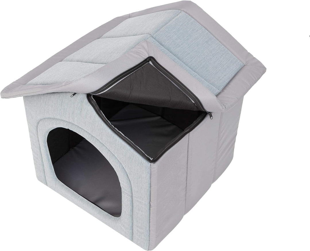 PillowPrim Hundehütte Hundehöhle Hundebett Hundehaus Katzenhöhle mittle M - 44x38 cm hellgrau M - 44