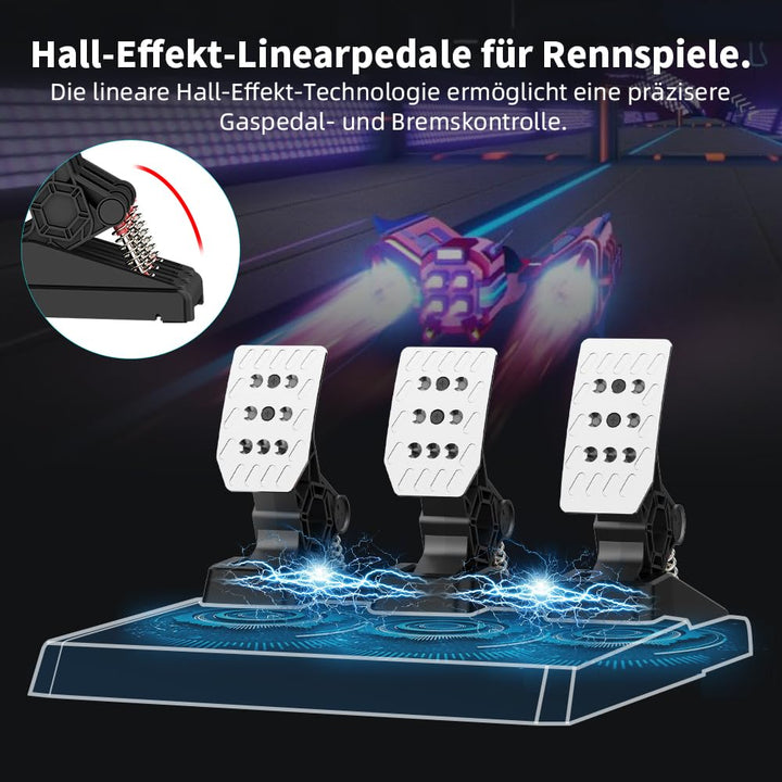 DOYO Racing Pedale, PC Gaming Lenkrad Pedal Set, Austauschbare Federn, Einstellbar, Kompatibel mit P