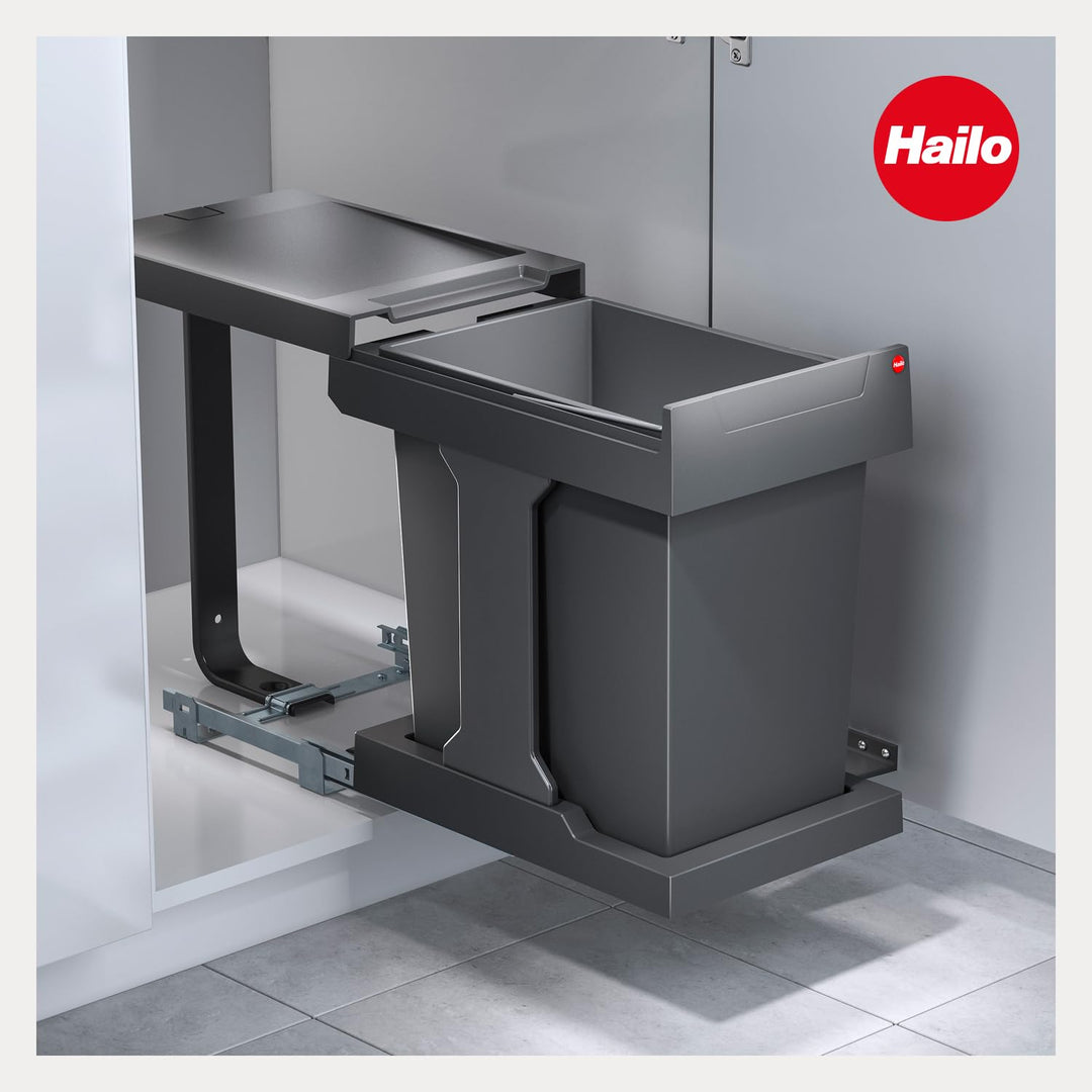 Hailo AS Solo 20 Automatik | mit Ausfahrautomatik | 20 Liter Inneneimer | für Schränke ab 400 mm Bre