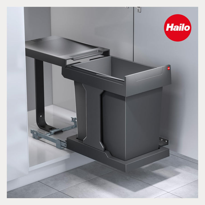 Hailo AS Solo 20 Automatik | mit Ausfahrautomatik | 20 Liter Inneneimer | für Schränke ab 400 mm Bre
