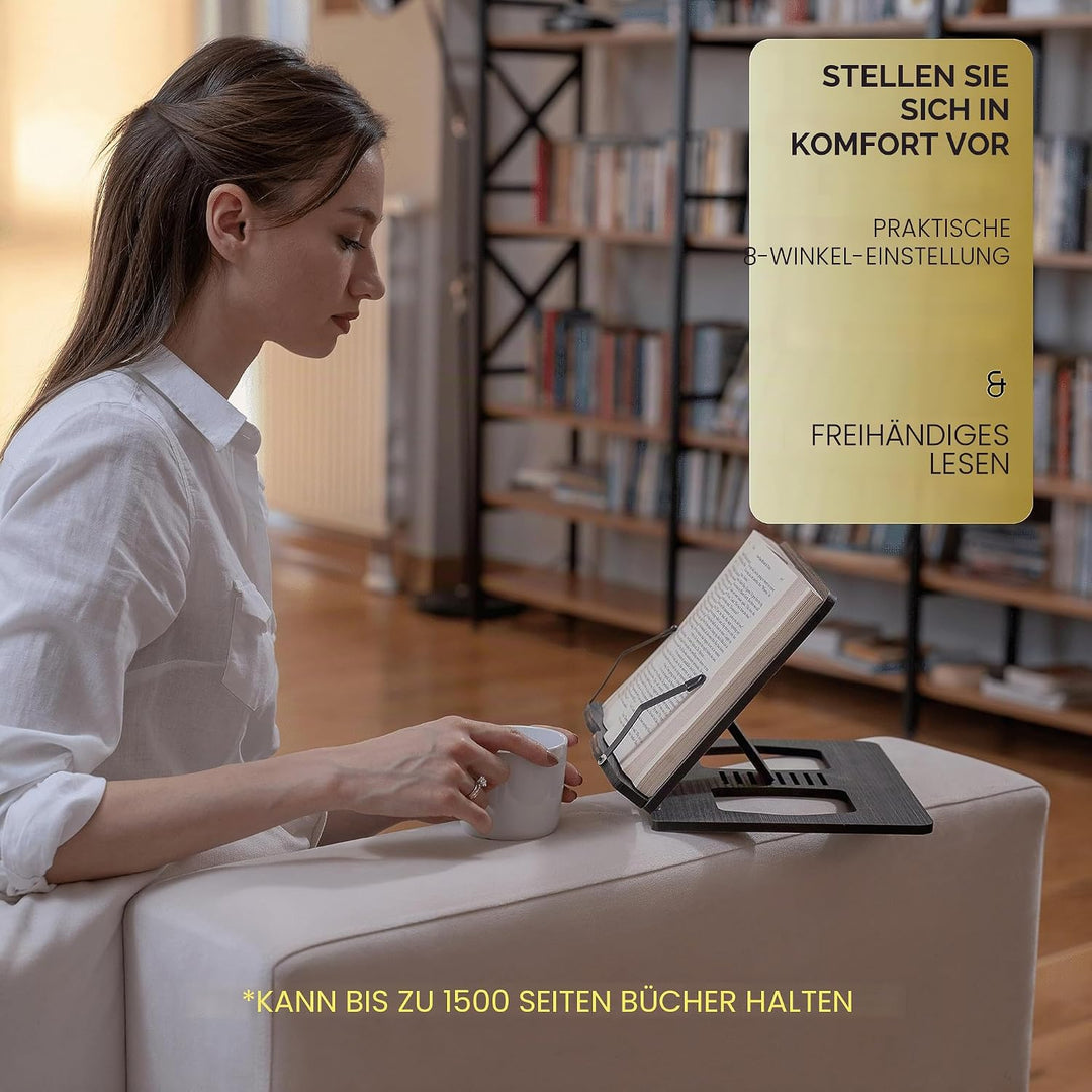 Vigo Wood Buchständer, Rezeptbuchständer, Kochbuchständer für die Küche, Bücherständer für die Anzei