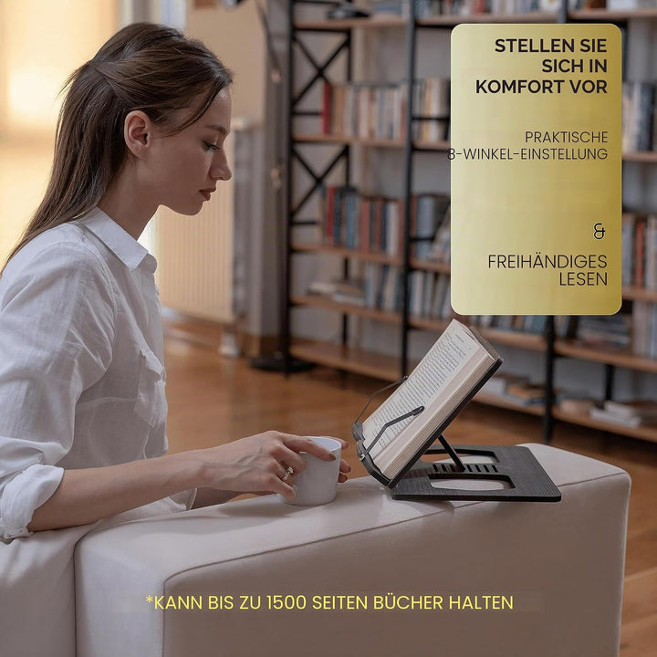 Vigo Wood Buchständer, Rezeptbuchständer, Kochbuchständer für die Küche, Bücherständer für die Anzei
