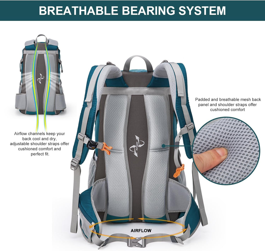 MOUNTAINTOP 40L Wanderrucksack Herren Damen Trekkingrucksack Outdoor Rucksäcke mit Regenhülle für Ca